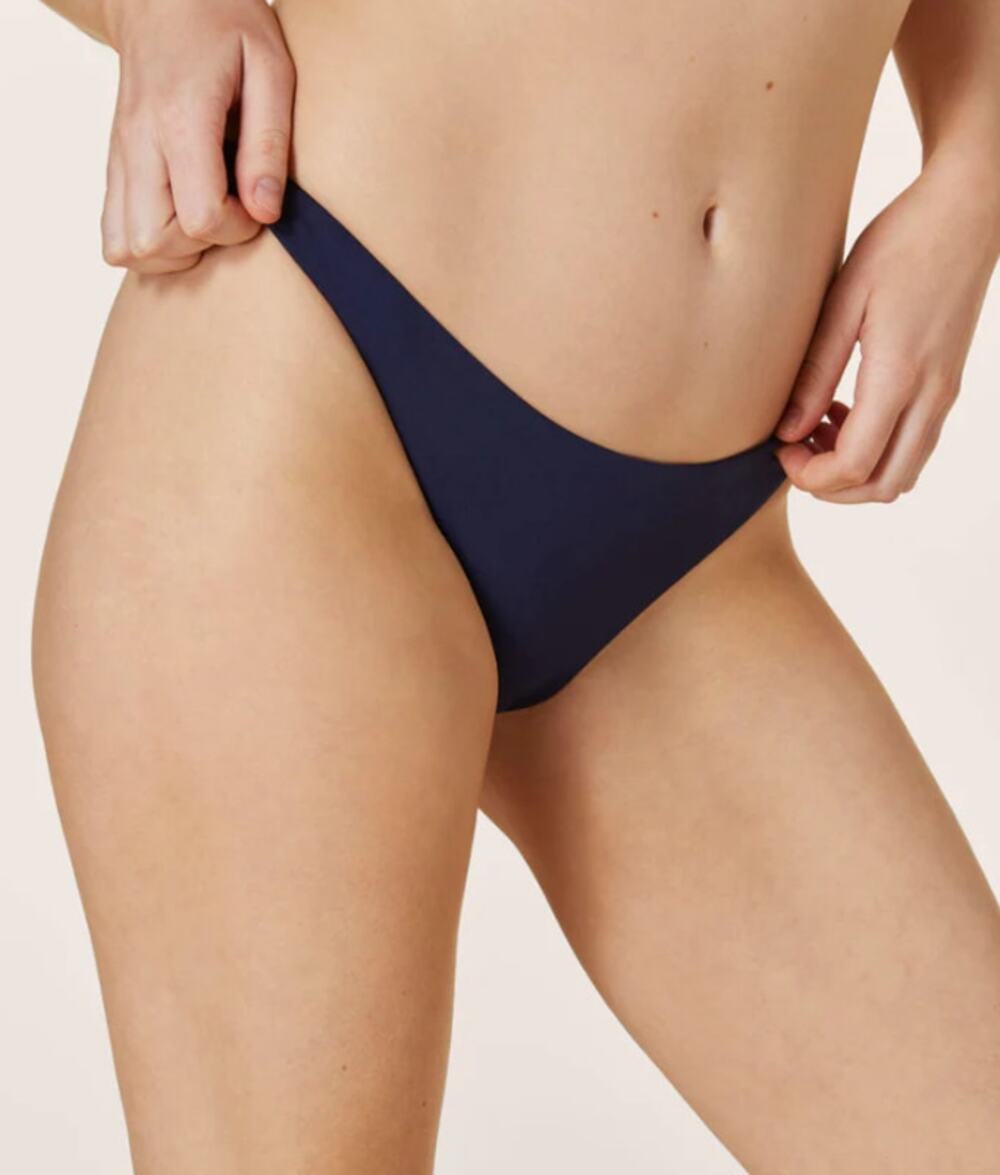 ANDIE SWIM The Cheeky Bottom Bikini Bottom XS Navy Blue Mid Rise NWT